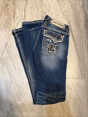 Rock Revival Women’s Blue Boot Cut Jeans with Embroidered Pocket